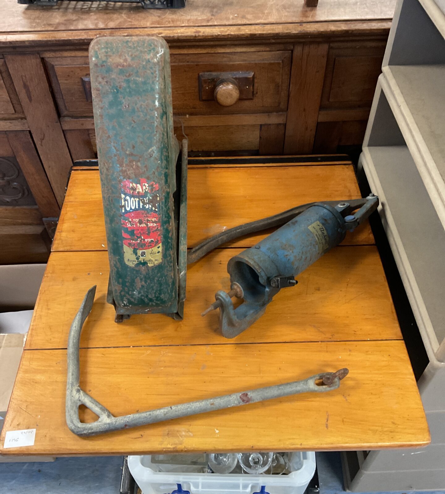 Vintage peters & russell inc foot pump, dakon clamp pump & drag anchor