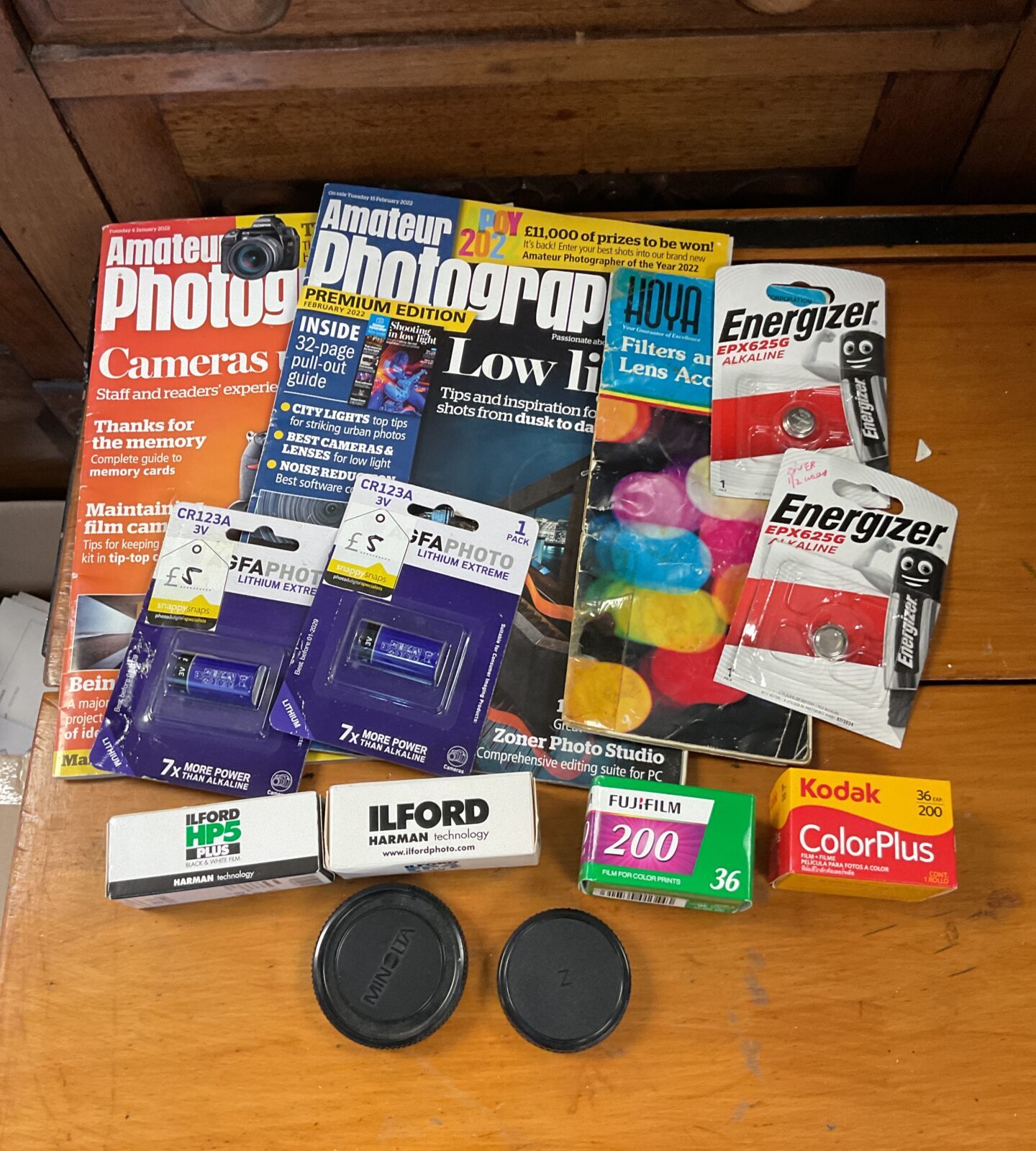 Selection of camera film, batteries & magazines