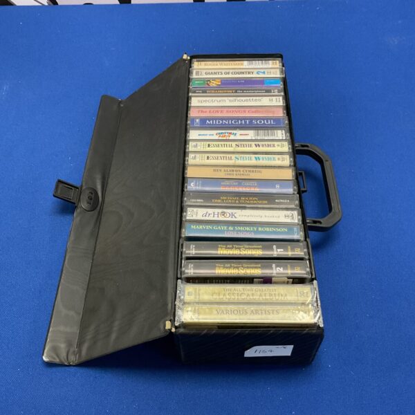 Case of retro music cassettes including marvin gaye