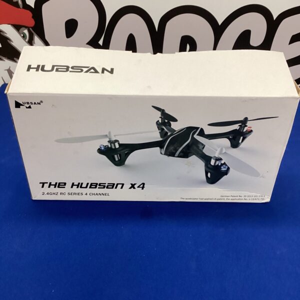 Front view of a Hubsan X4 quadcopter drone.