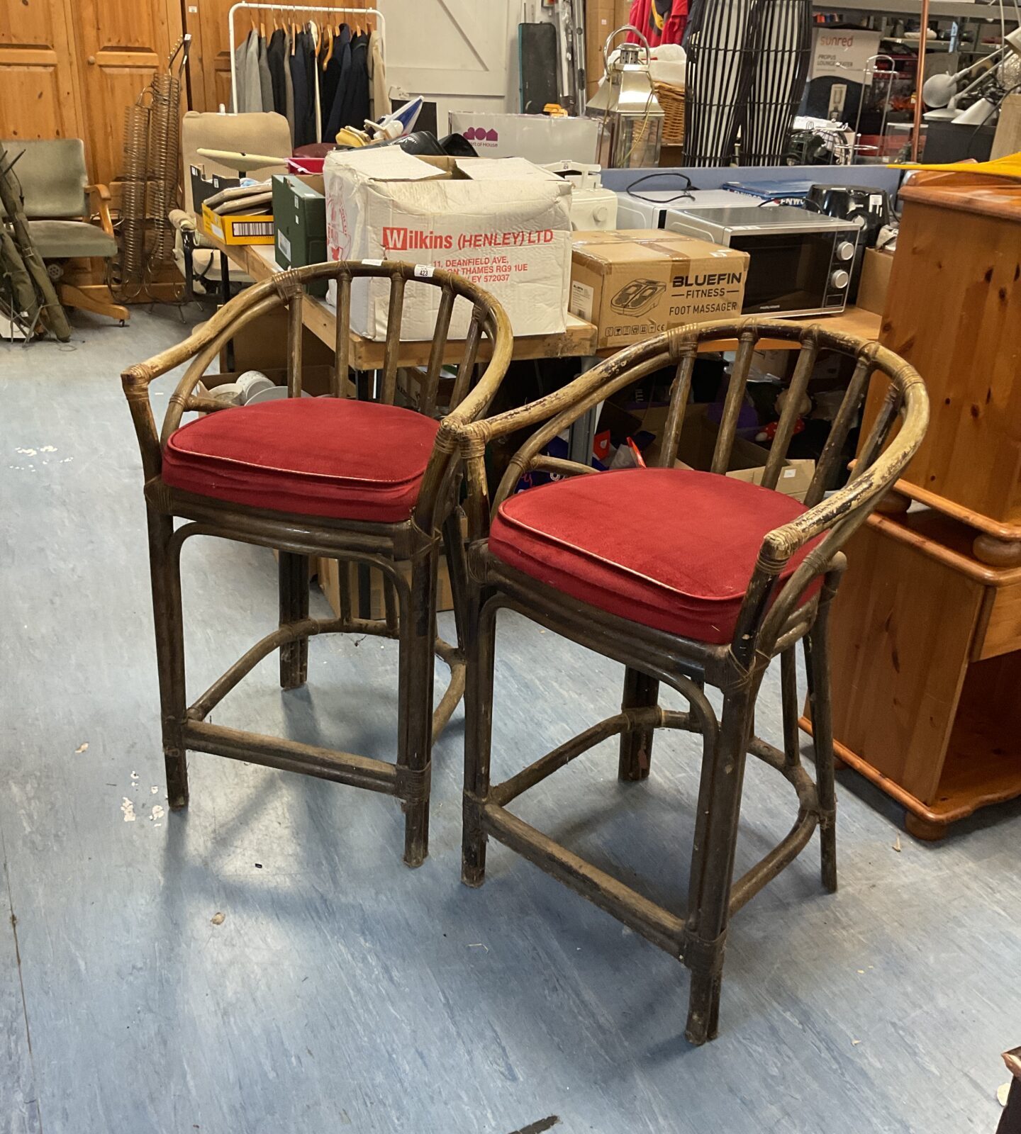 Pair of vintage rustic bentwood bar stools
