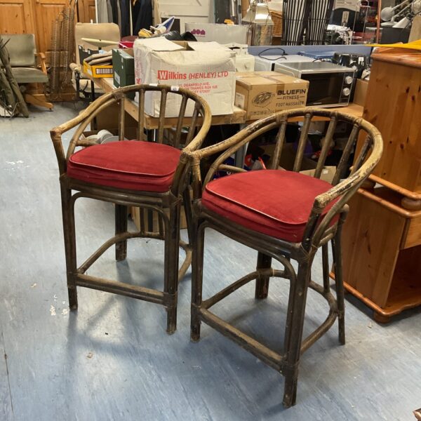 Pair of vintage rustic bentwood bar stools