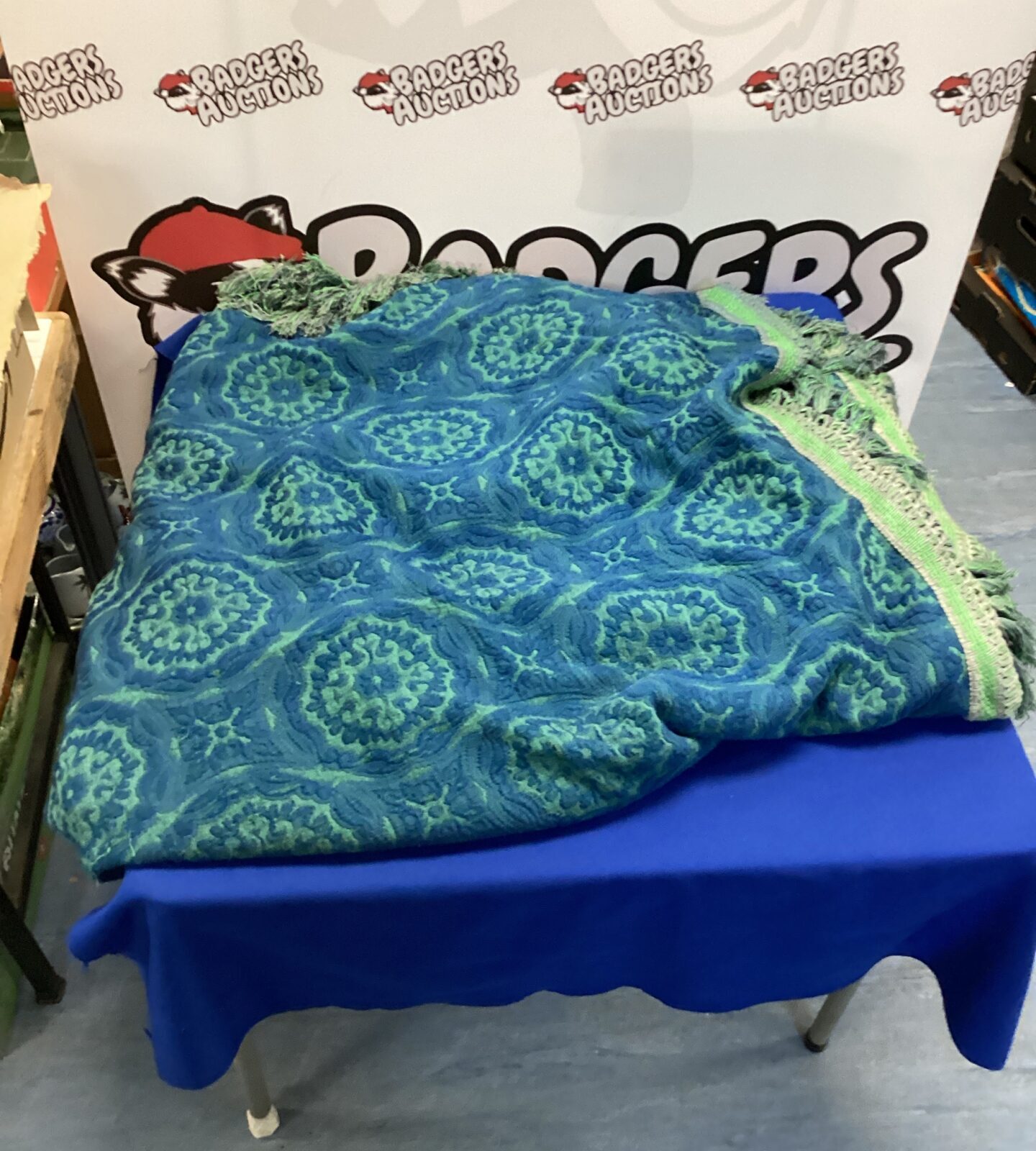 Green & blue bed spread