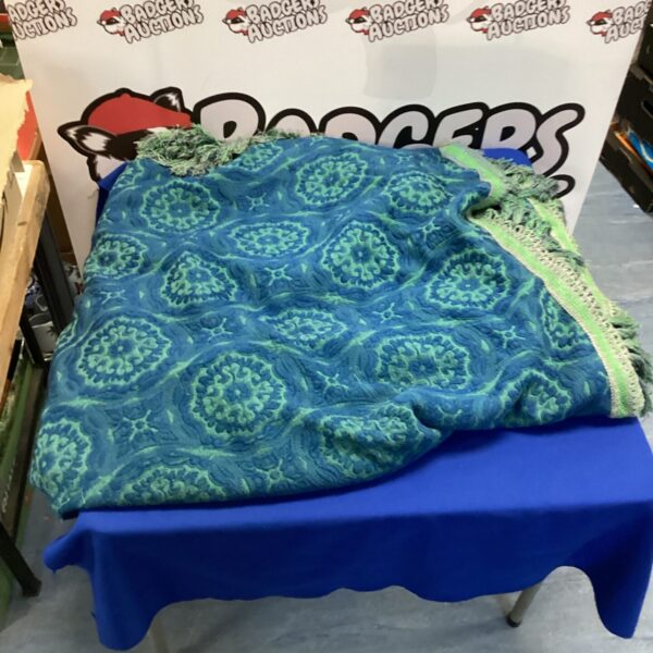 Green & blue bed spread