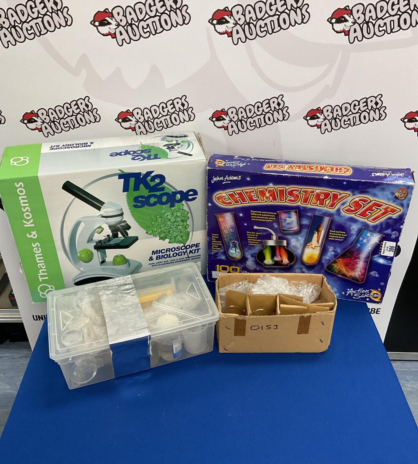 Thames & kosmos tk2 microscope & john adams chemistry set with extra beakers & test tubes