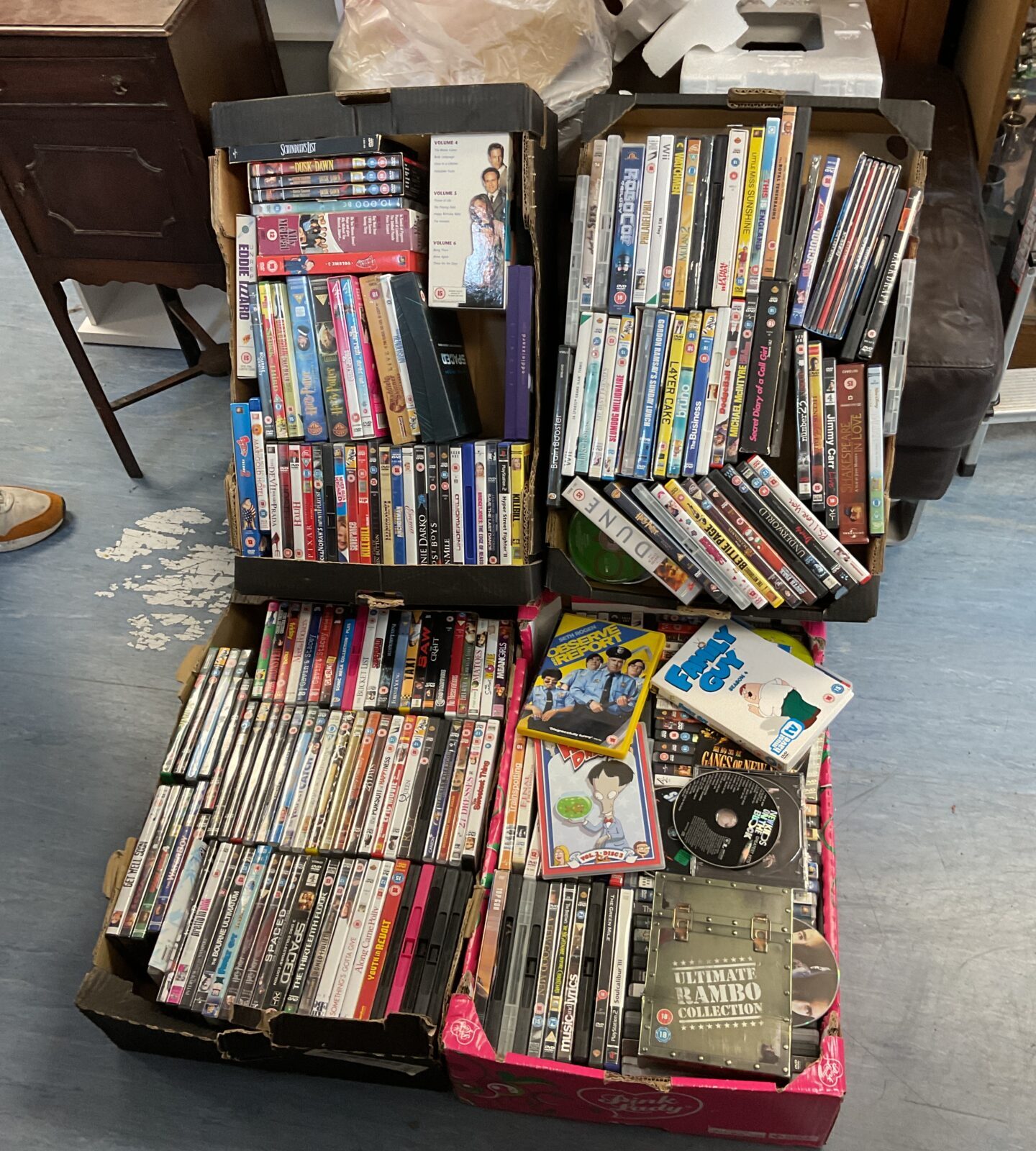 Four trays of dvds including boxsets