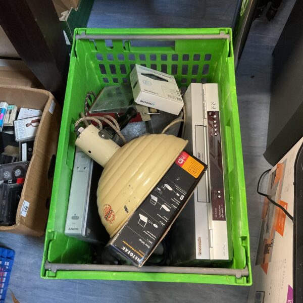 Mixed electrical lot with Sony and Panasonic components.