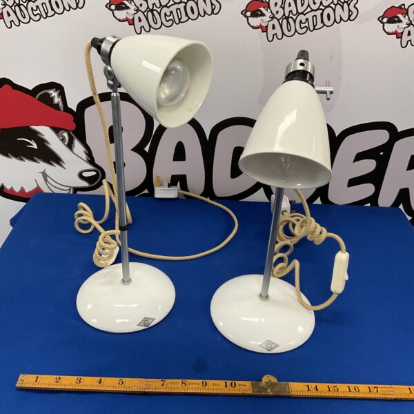 Pair of vintage Btc Hector table lamps with adjustable shades.