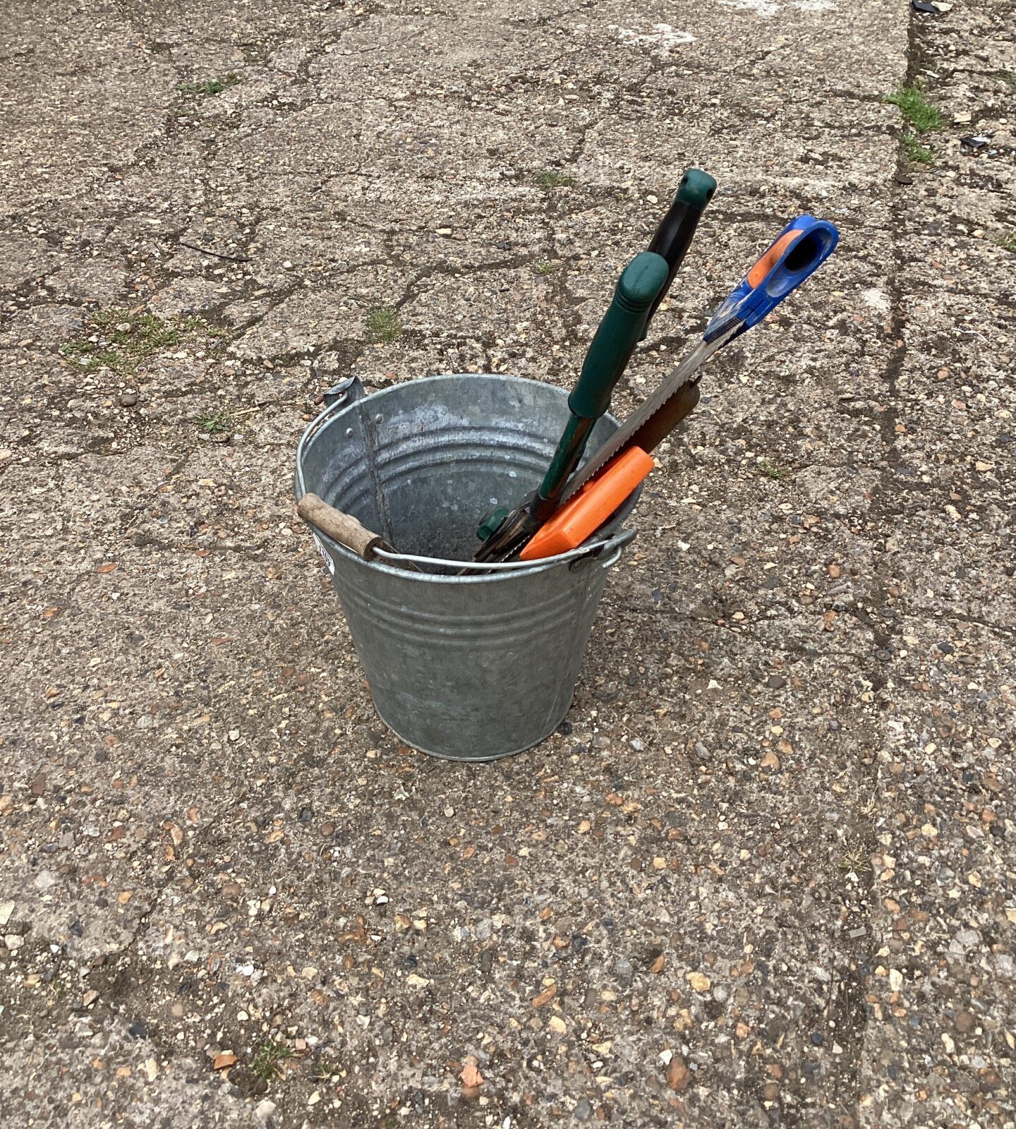 Galvanised Bucket with tools