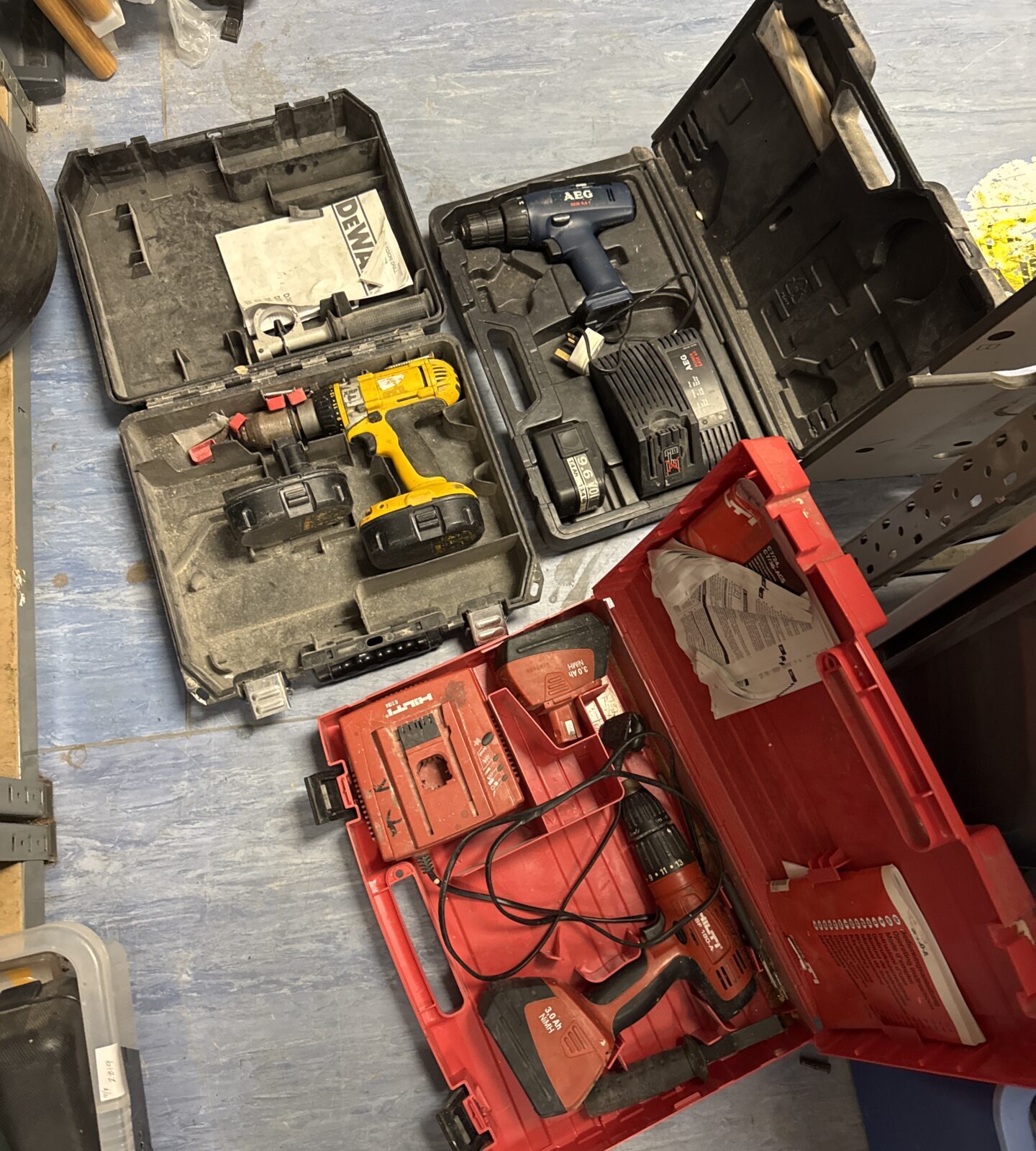 Three untested cordless drills inc Hilti, dewalt & aeg