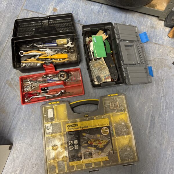 Stanley organiser and tool storage set with hand tools inside.
