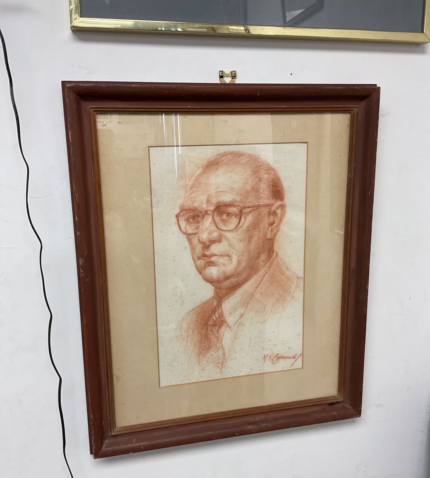 K r Edward signed pastel portrait of a gentleman in glasses