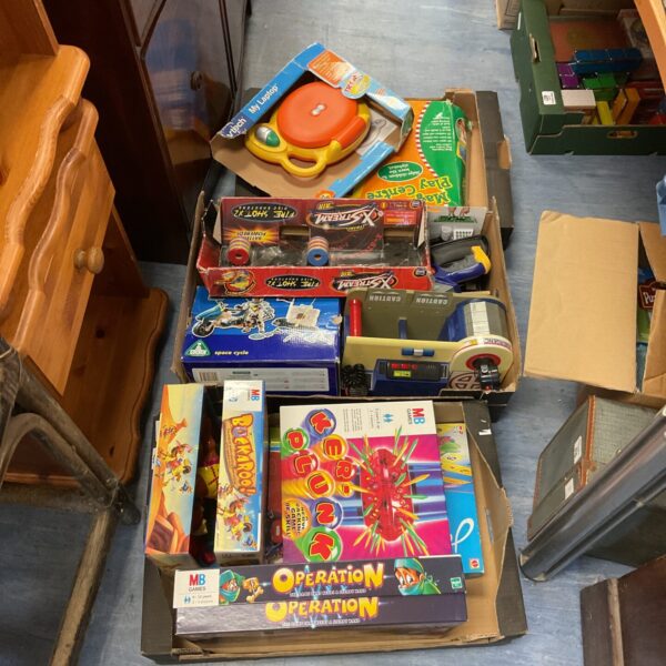 Three trays of childrens toys & games