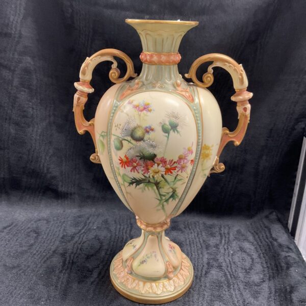 Victorian Edwardian Royal Worcester Blush ivory hand decorated art nouveau / neo classical style 13.5” vase af