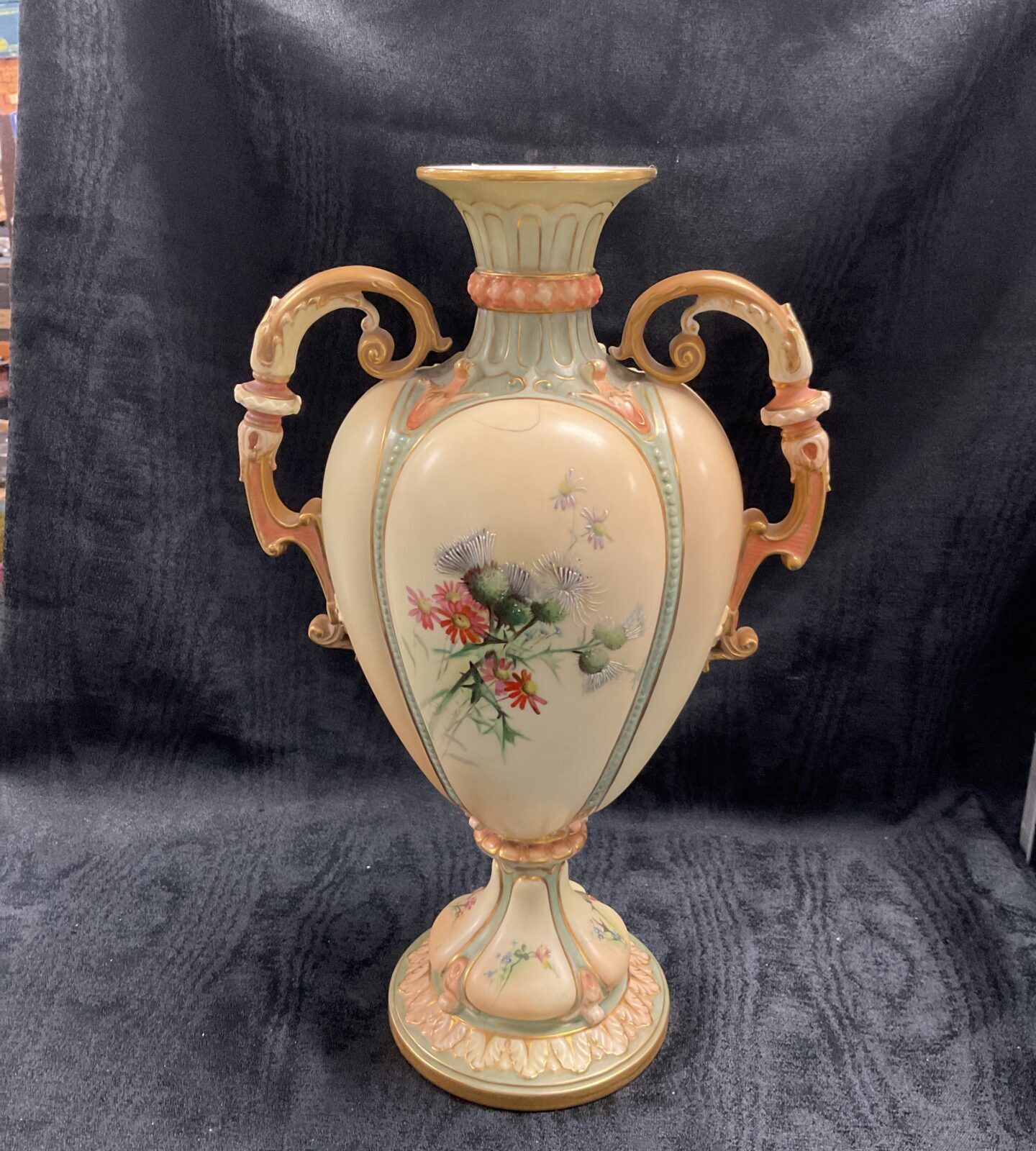Victorian Edwardian Royal Worcester Blush ivory hand decorated art nouveau / neo classical style 13.5” vase af - Image 2
