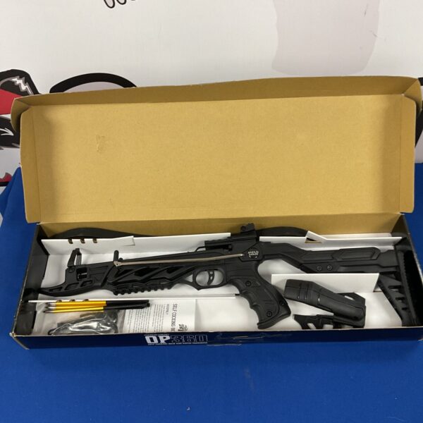 Anglo Arms OP360 pistol crossbow presented in its original packaging.