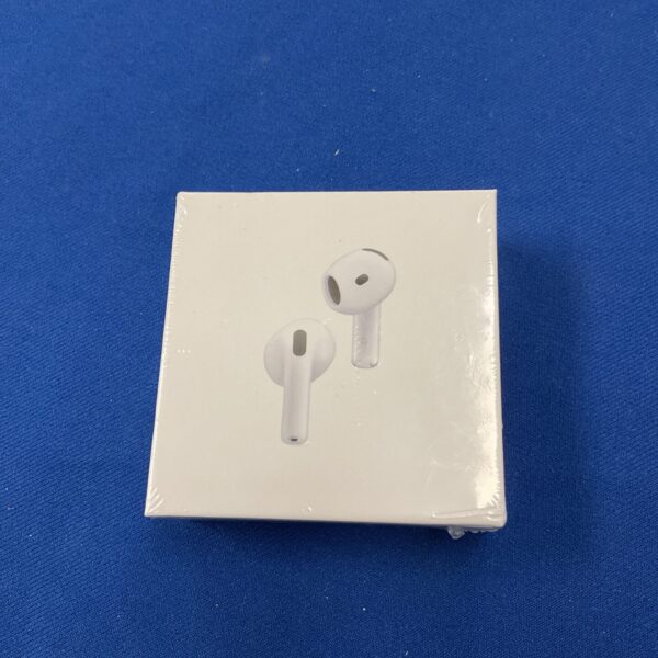 White wireless earpods for convenient Bluetooth audio connectivity.
