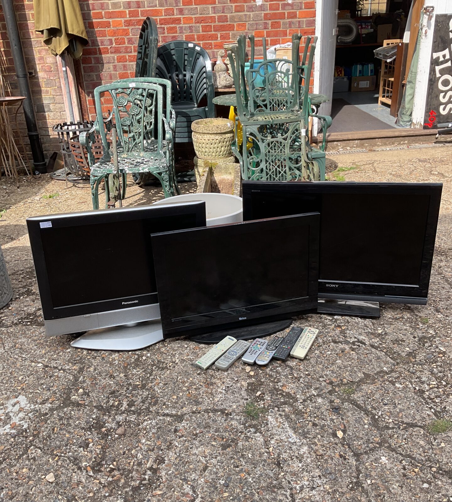 Three hdmi televisions with remotes including sony Bravia & panasonic