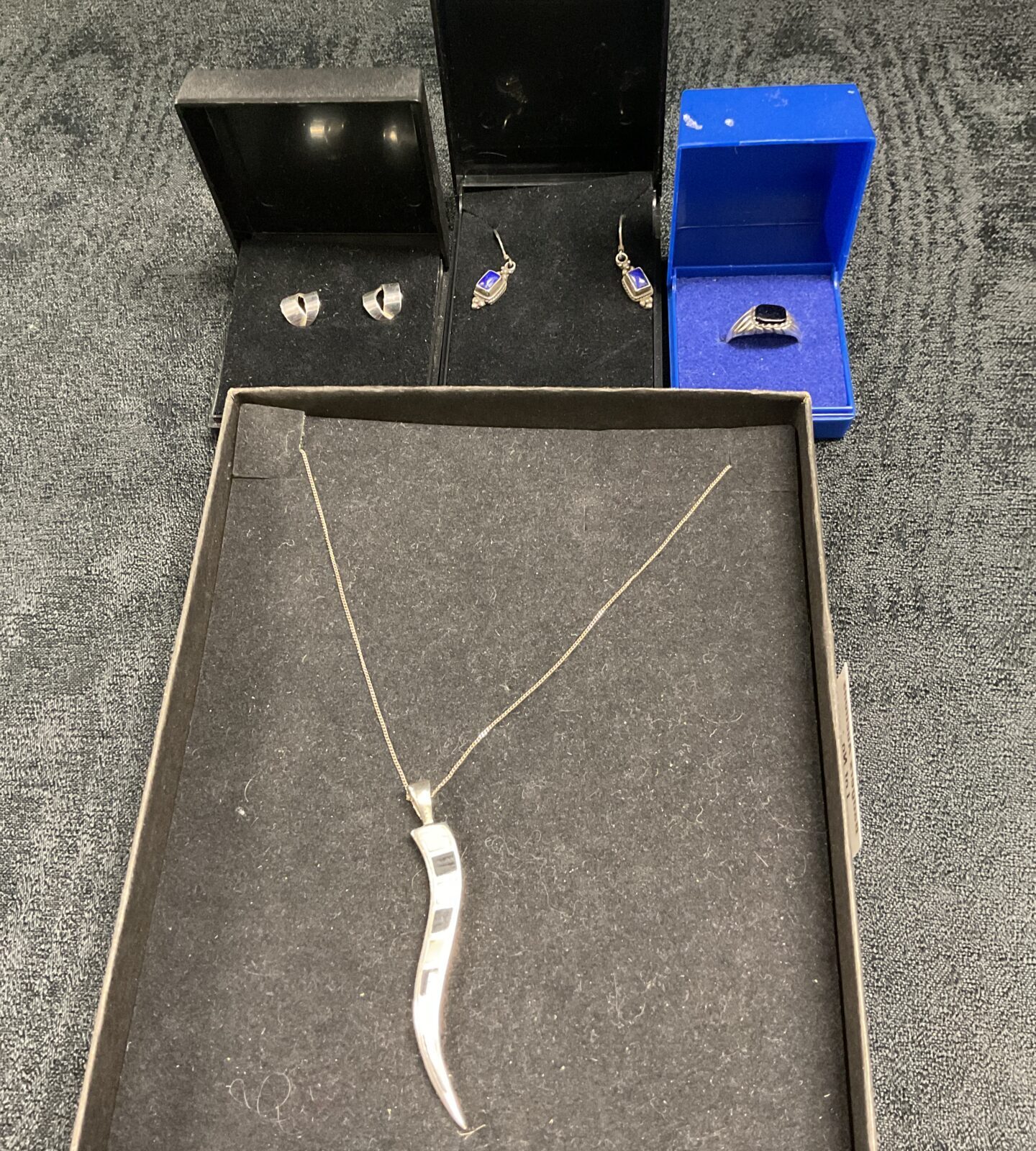 selection of silver jewellery