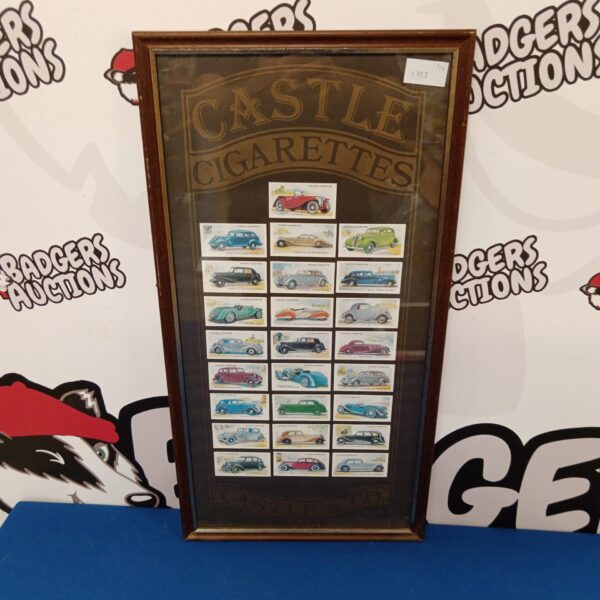 Set of framed classic car players cigarette cards