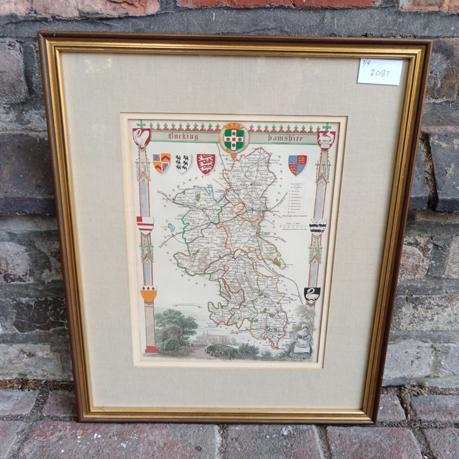 Antique hand coloured map of Buckinghamshire