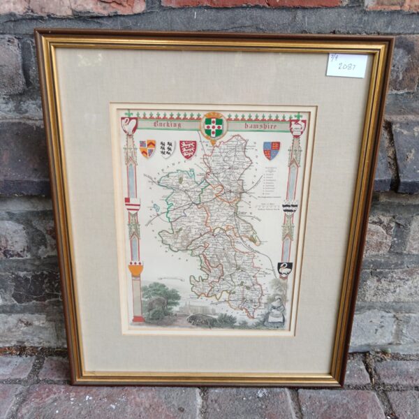 Antique hand coloured map of Buckinghamshire