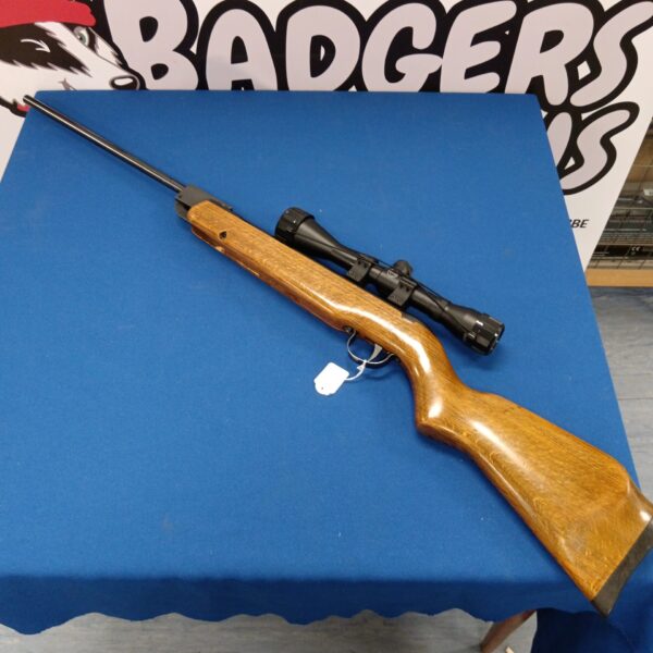 Vintage Webley Hawke MKII .22 rifle with scope sight.