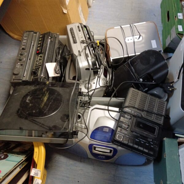 Vintage radio lot including JVC models, portable cassette players.