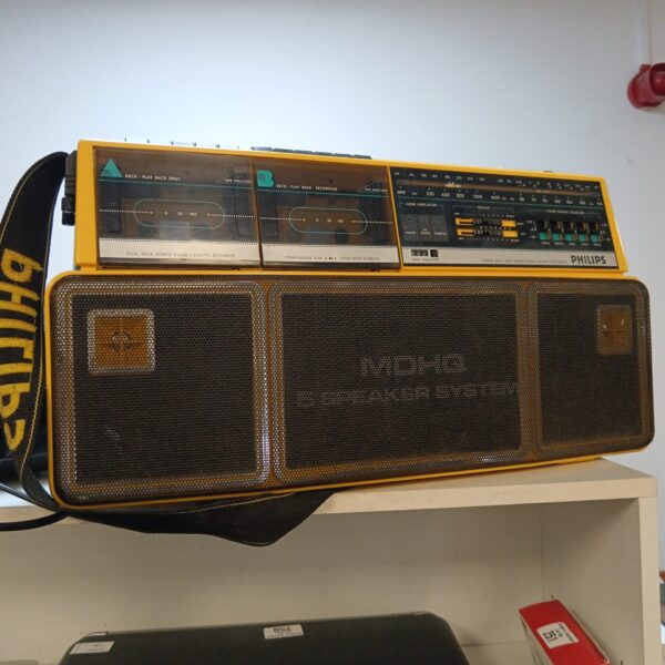 Vintage Philips D8304 boombox with dual cassette decks and radio.