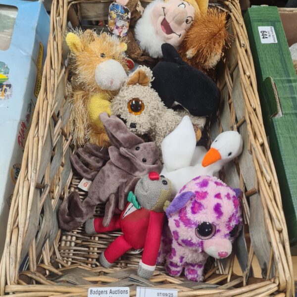 Basket of mixed soft toys inc ty beanies