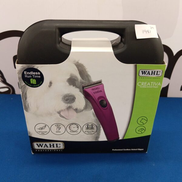 Pink Wahl creative dog clippers for pet grooming.