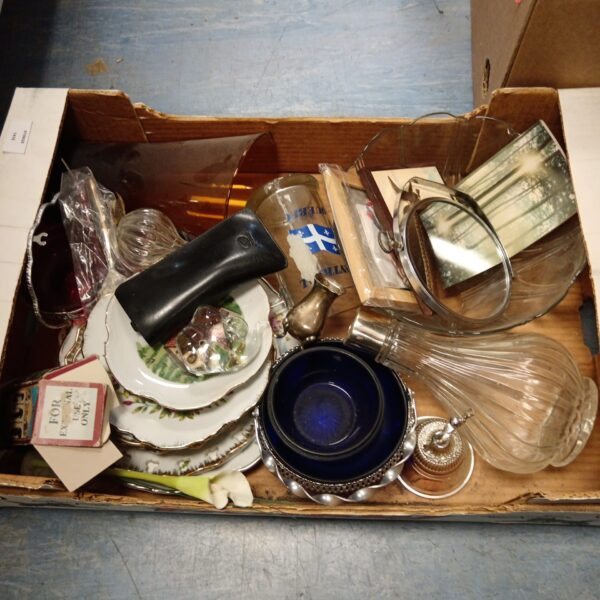 Tray of mixed glassware Inc silver plate