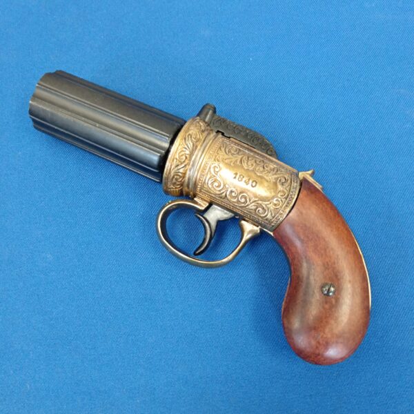 Detailed replica six shooter pistol for western decor.