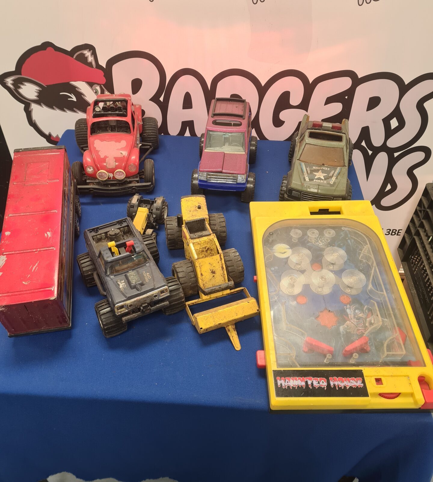 Box of retro and vintage toy cars inc tonka