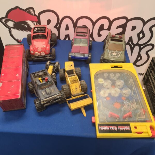 Box of retro and vintage toy cars inc tonka