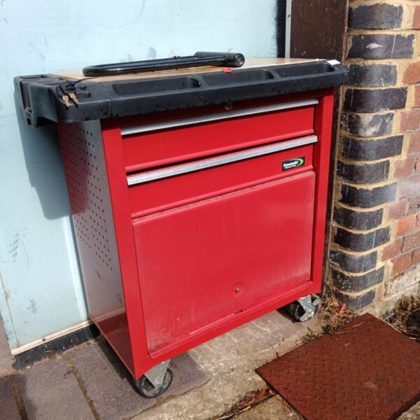 Kawasaki team racing tool cabinet with keys & bike lock