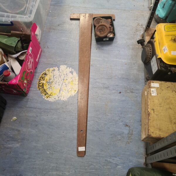 Drauftsman t Square with box of vintage avery weights
