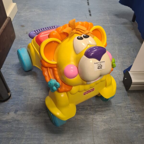 Vintage Fisher Price Stride n Ride Lion ride on toy for toddlers.