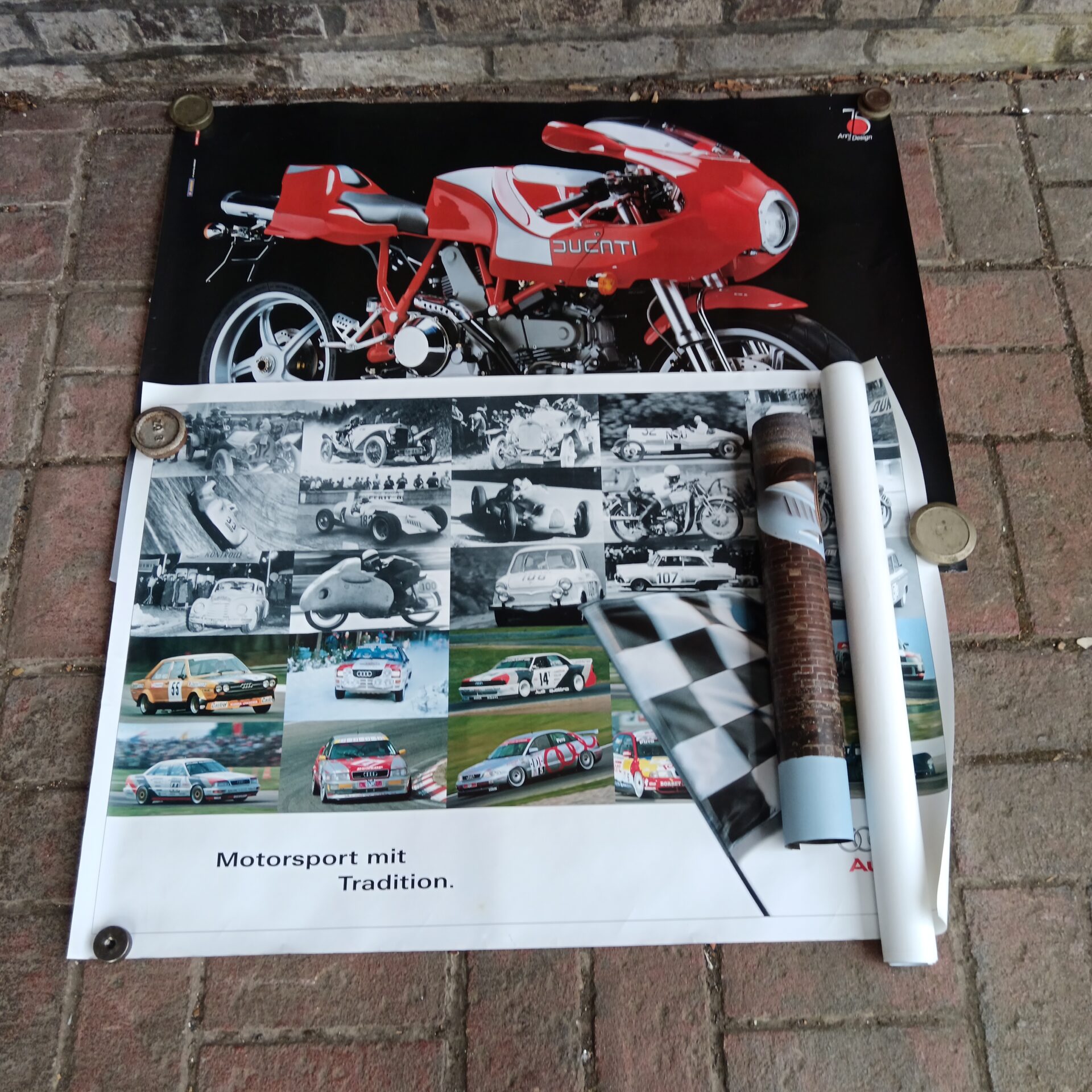 5 motor racing Posters of the History Audi/ Auto Union Race cars and Ducati motorcycle poster