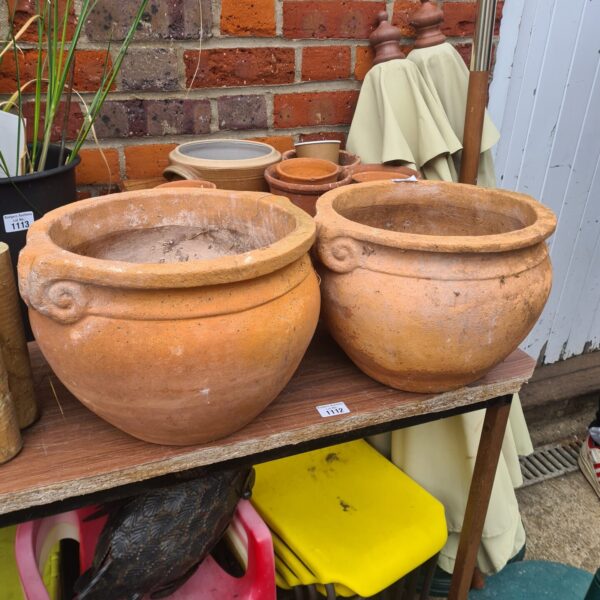 Two terracotta garden pots