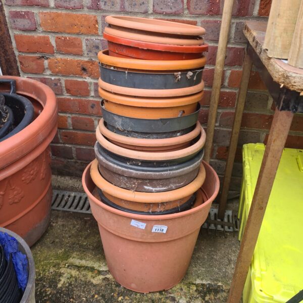 Selection of plastic garden pots