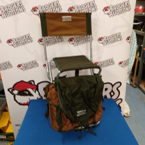 Vintage Shakespeare folding backpack chair for outdoor use.