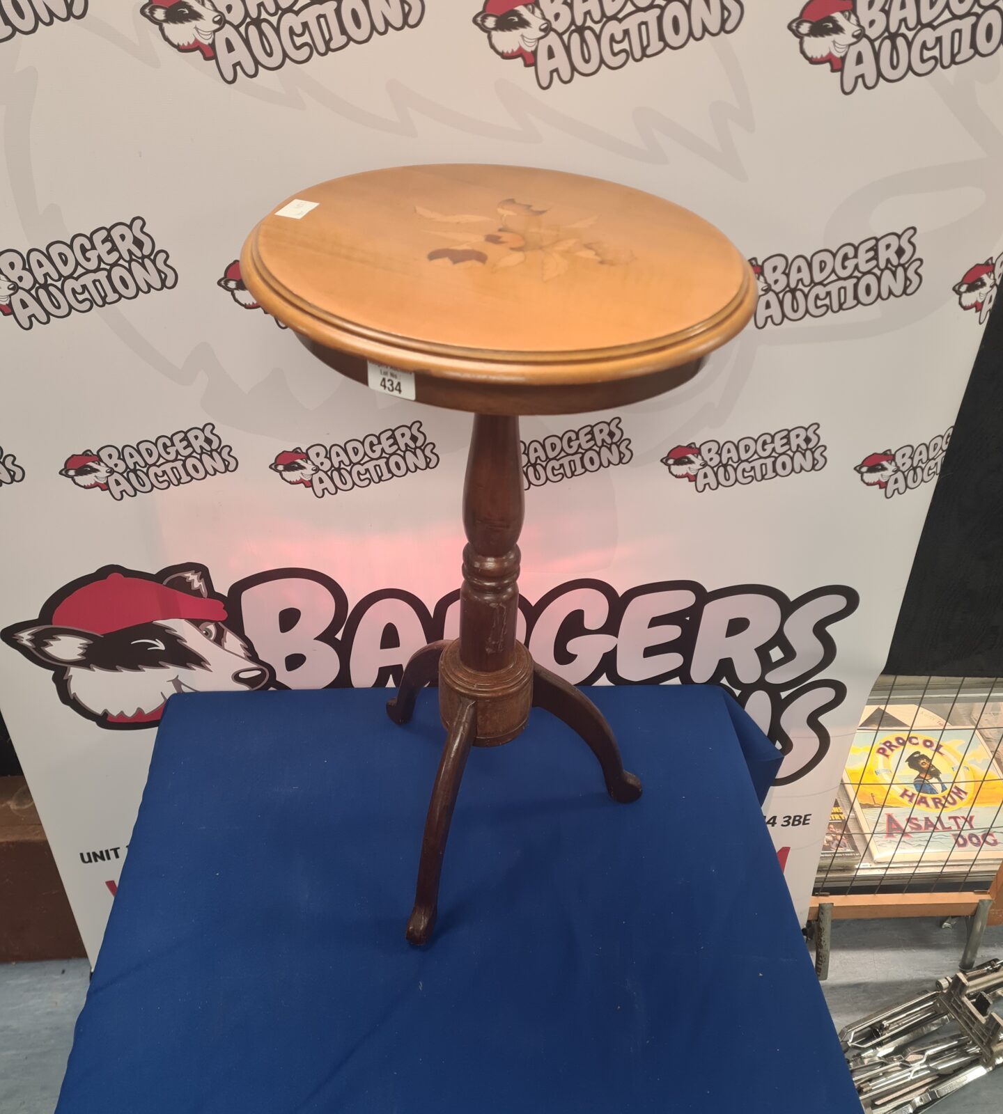 Mid Century Floral Patterned Lamp Table