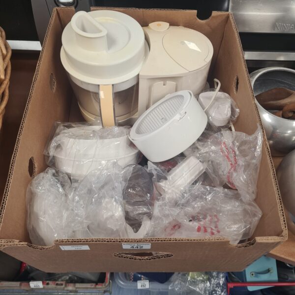 Vintage Kenwood food processor in a kitchen setting.