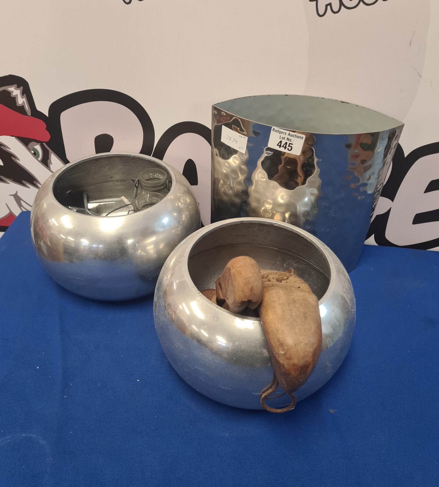 Stainless steel bowls and vade with contents