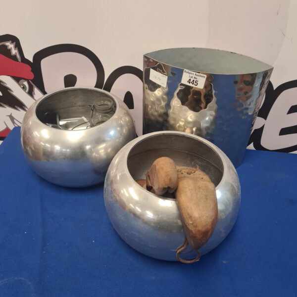 Stainless steel bowls and vade with contents