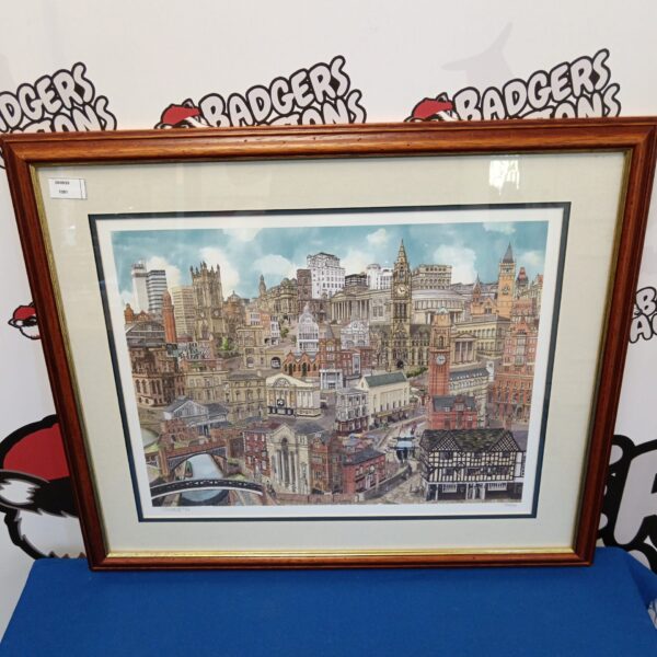 Signed limited edition Martin Stuart Moore print of Manchester cityscape.