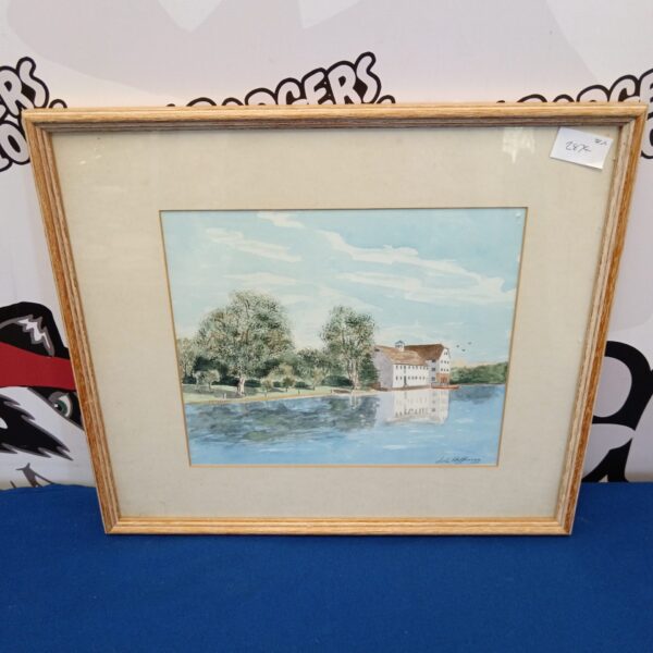 John Heffernon watercolour painting of Hambleden Mill landscape.