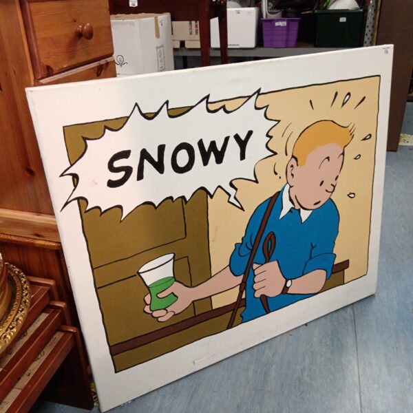 Large acrylic painting of Snowy from Tintin comics.