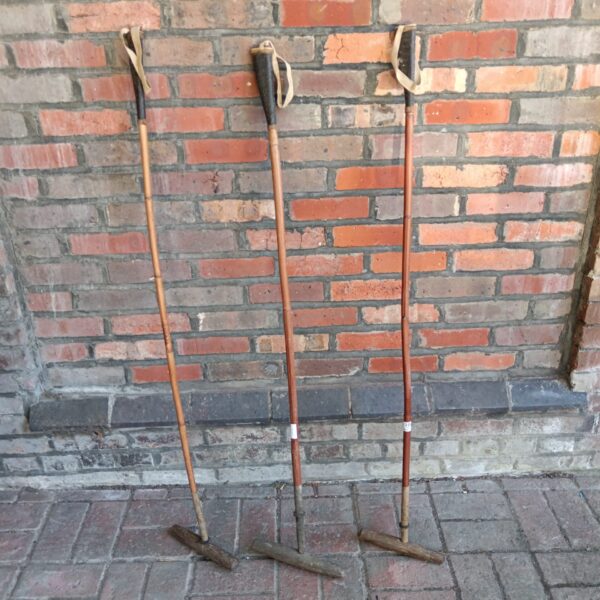 Lot of three vintage polo sticks for collectors and enthusiasts.